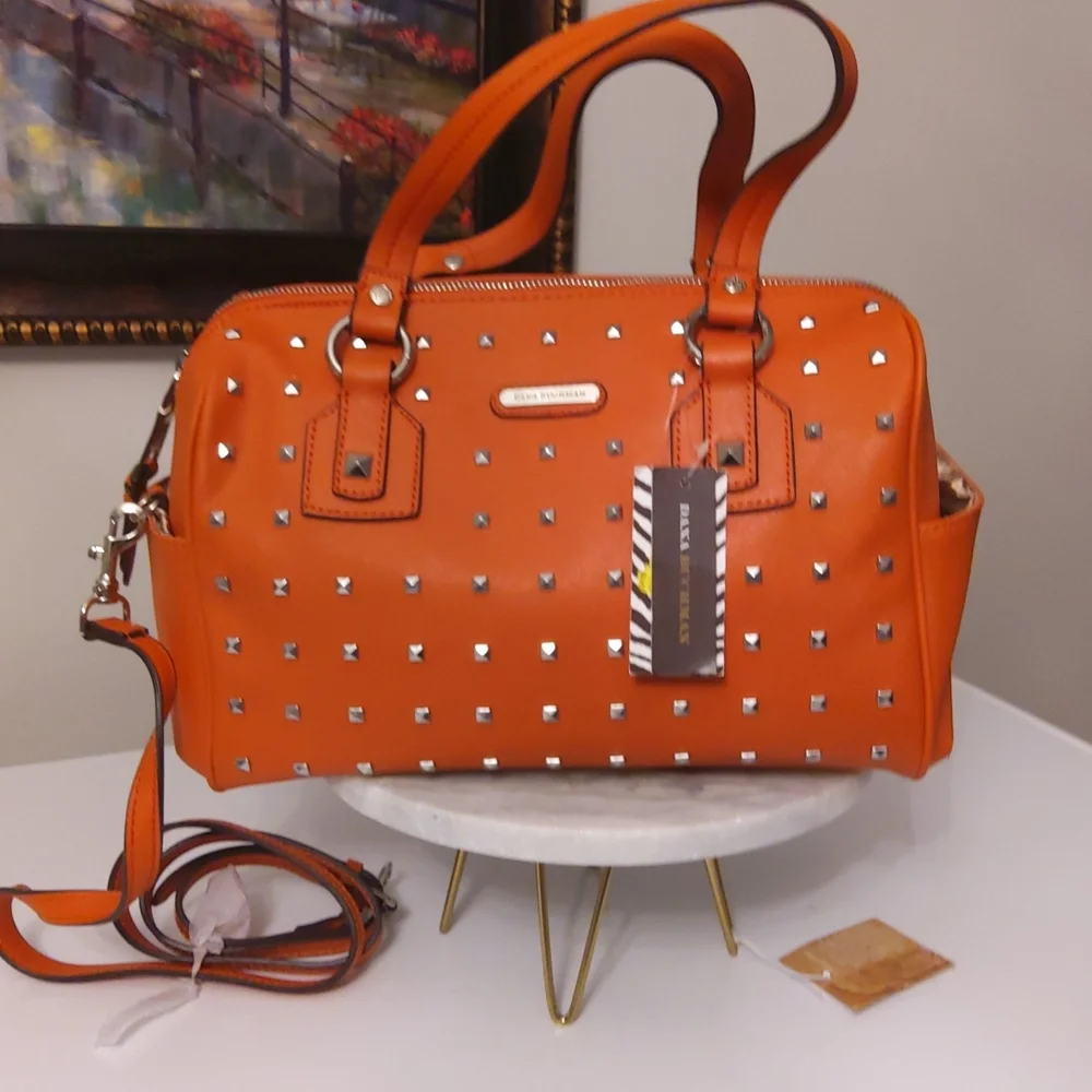 Dana Buchman Women's Orange Satchel and Shoulder Bag, NWT